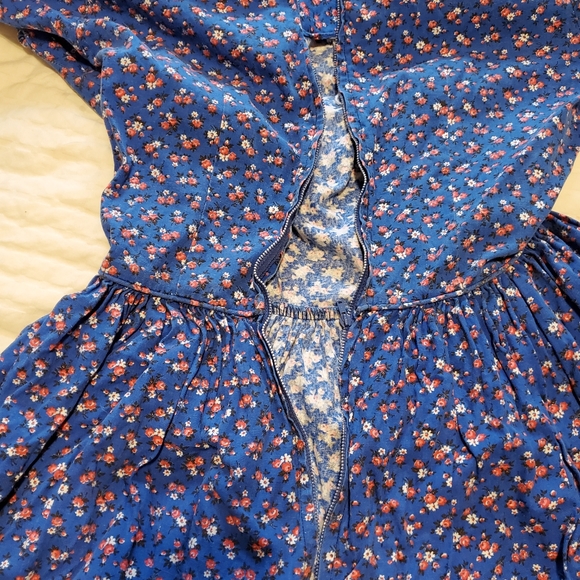 Mode o day 1940 square dance dress vintage blue cotton floral - Picture 5 of 6